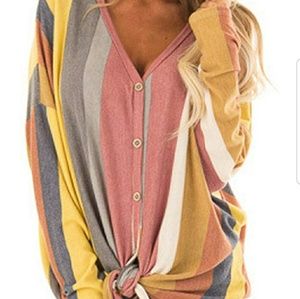 Size large stripes knit tie shirt